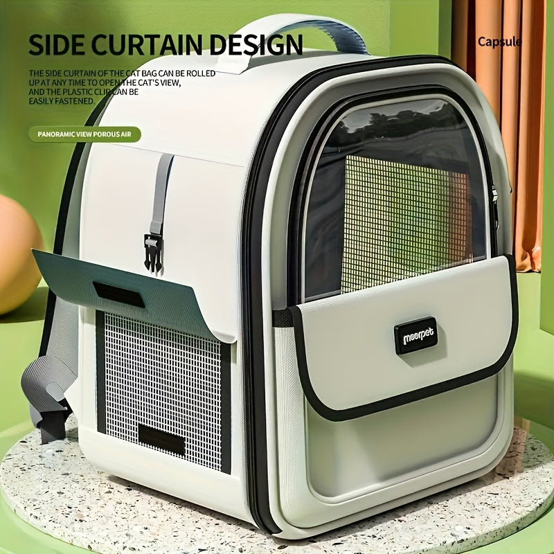 Large Capacity Cat Backpack Carrier with Side Opening PVC