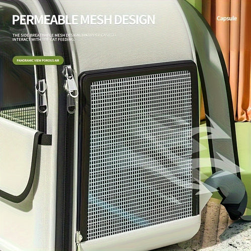 Large Capacity Cat Backpack Carrier with Side Opening PVC