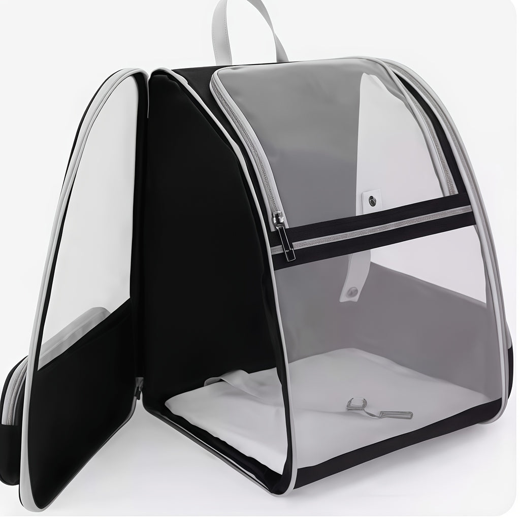 Breathable Mesh Pet Backpack with Three Entrances Foldable for Small Dogs and Cats