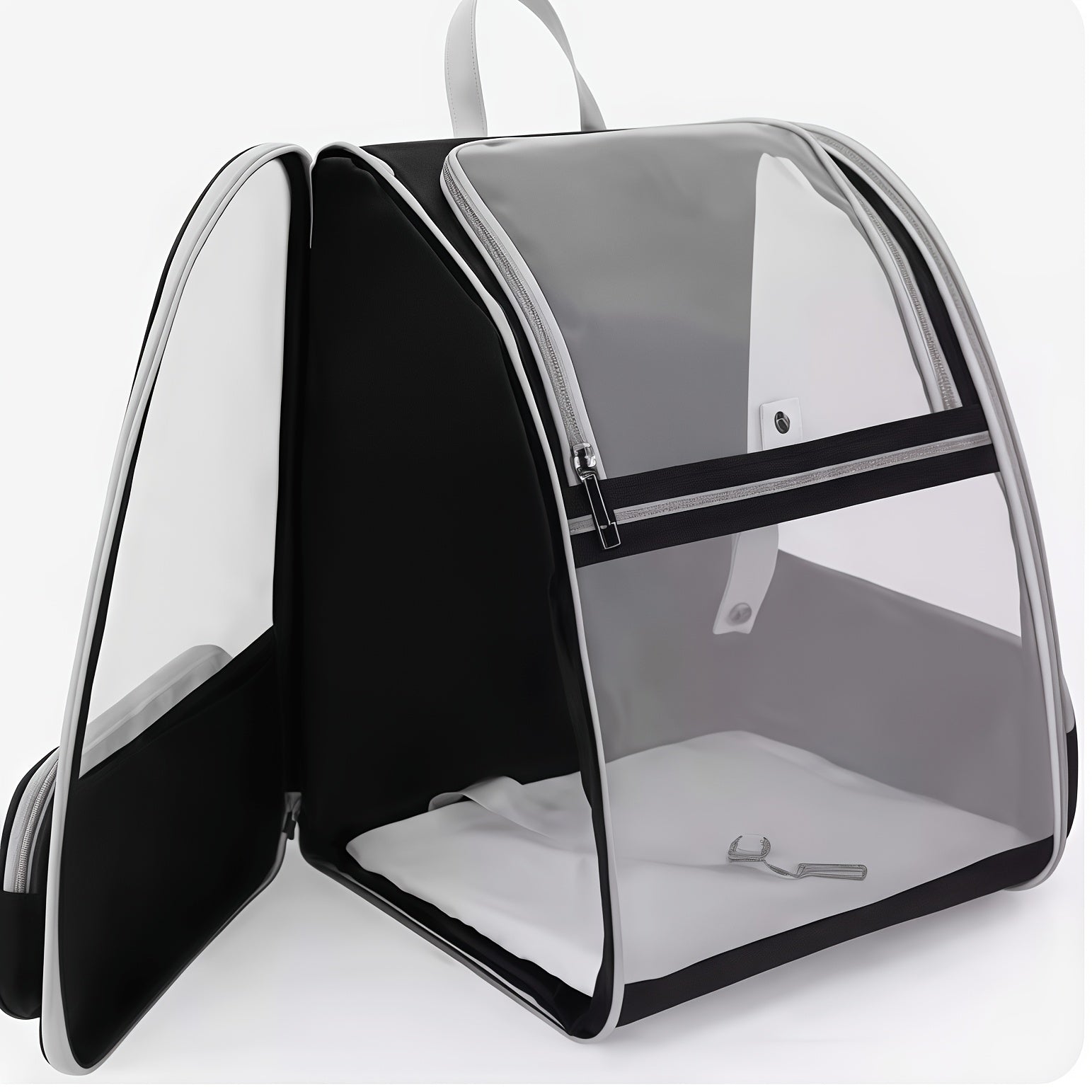 Breathable Mesh Pet Backpack with Three Entrances Foldable for Small Dogs and Cats