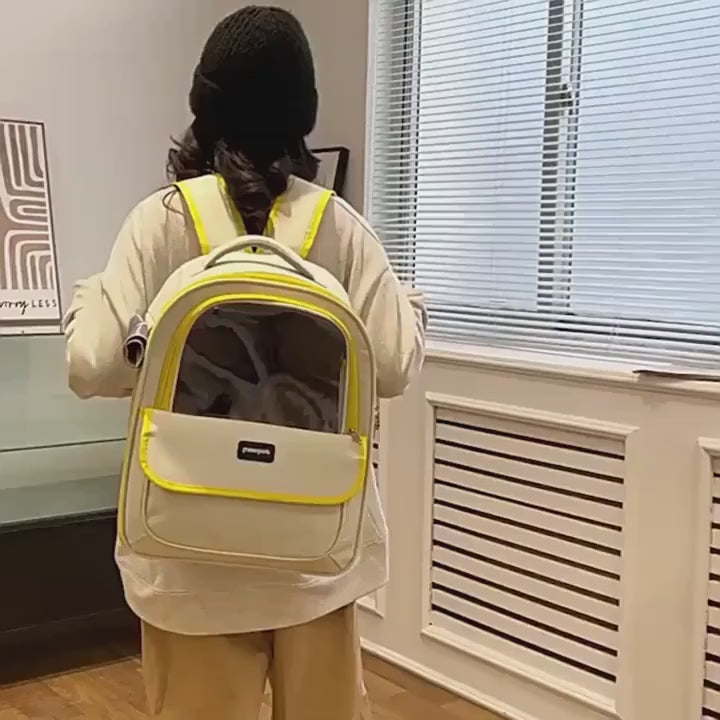 Large Capacity Cat Backpack Carrier with Side Opening PVC